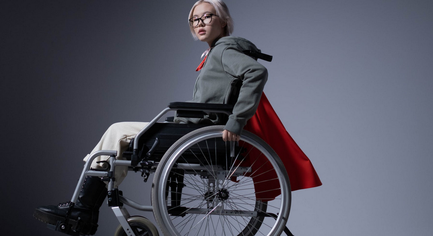 woaman with red cape